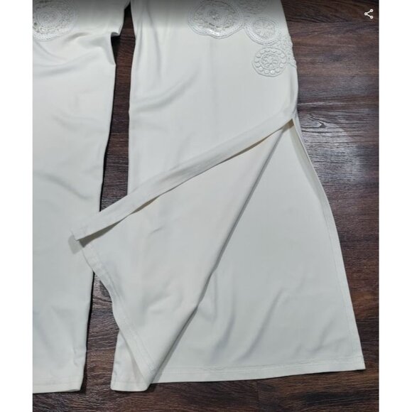 Sagaie Paris Women's Pants Elegant Ivory Floral Lace Sequin Wide Size Small - Picture 16 of 16